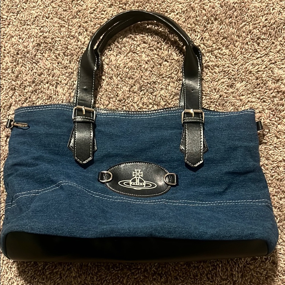 Fake Vivienne Westwood Blue Denim Tote Bag